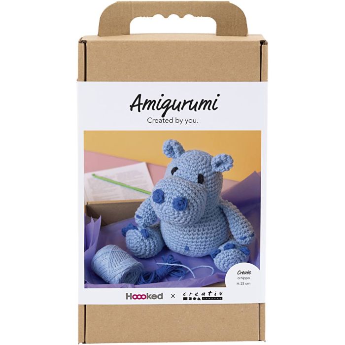 Askartelusetti Amigurumi , Virtahepo, sininen, vaaleansininen, 1 pkk/ 1 pkt
