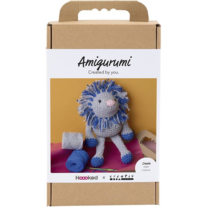 Askartelusetti Amigurumi , Leijona, laivastonsininen, vaaleanharmaa, 1 pkk/ 1 pkt
