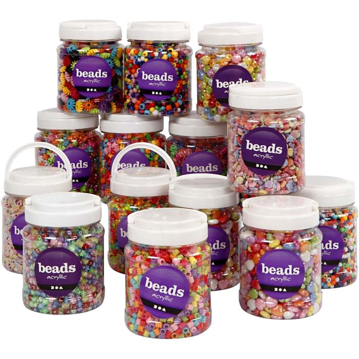 Muovihelmet , koko 6-15 mm, aukon koko 1,5-6 mm, värilajitelma, 16x700 ml/ 1 pkt