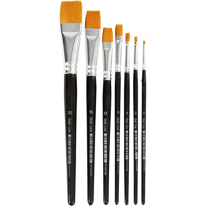 Gold Line -siveltimet, nro 0+2+4+8+12+16+20, Pit. 16,5-21 cm, Lev: 1-7 mm, litteä, 7 kpl/ 1 pkt