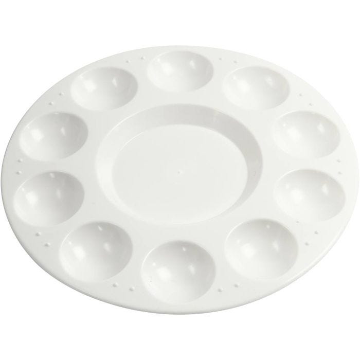 Paletti, Pyöreä muovipaletti, jossa 11 lokeroa, halk. 17 cm, valkoinen, 1 kpl