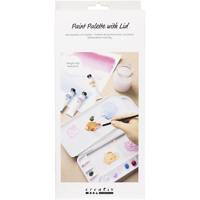 Maalipaletti kannella, koko 27x12,7x2,3 cm, hopea, valkoinen, 1 kpl