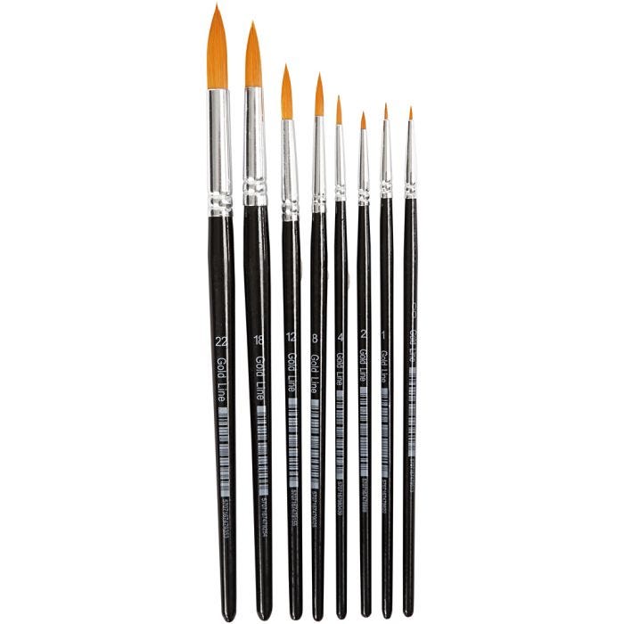 Gold Line -siveltimet, nro 0+1+2+4+8+12+18+22, Pit. 16,5-21 cm, Lev: 1-8 mm, pyöreät, 8 kpl/ 1 pkt