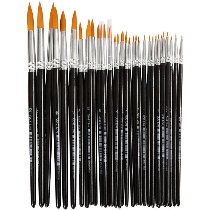 Gold Line -siveltimet, nro 0+1+2+4+8+12+18+22, Pit. 17-21,5 cm, Lev: 1-7 mm, pyöreät, 36 kpl/ 1 pkt
