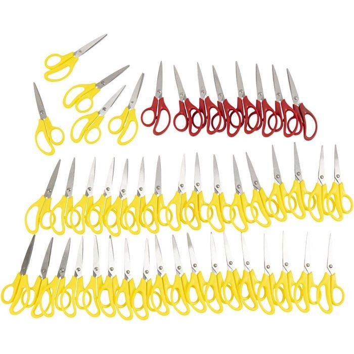 Lastensakset, Pit. 12,5 cm, teräväkärkiset, oikeakätiset & vasenkätiset, 48 kpl/ 1 pkt