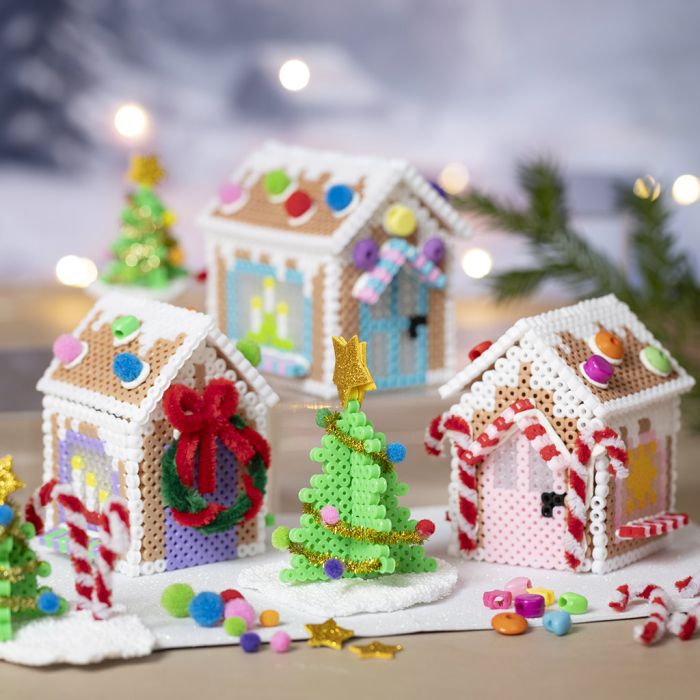 Viehättävä joulukaupunki putkihelmistä