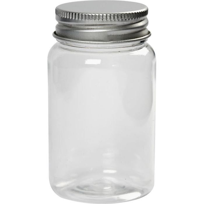 Kierrekantiset muovipurkit, Kork. 77 mm, halk. 45 mm, 100 ml, 10 kpl/ 1 pkt