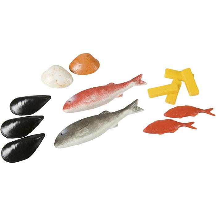 Educo Kalat ja Simpukat, koko 6,5-21 cm, 12 kpl/ 1 set