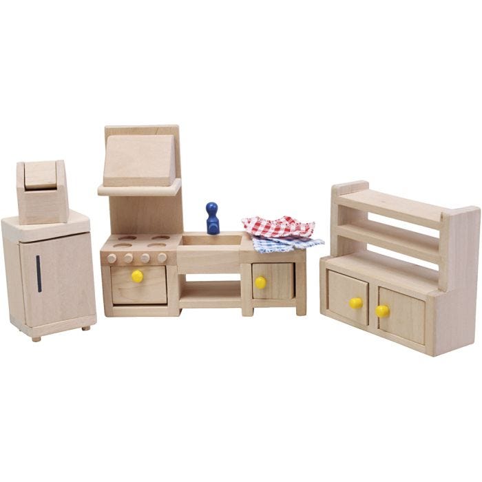 Educo Nukkekodin huonekalut, Keittiö, koko 4-14 cm, 8 kpl/ 1 set