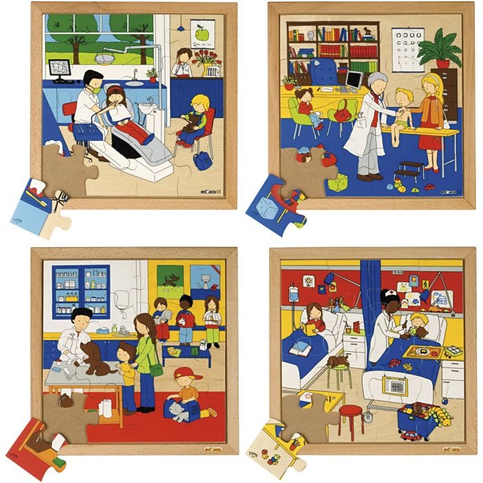 Educo Palapeli, lasten terveys, koko 34x34 cm, 16 kappaletta, 4 kpl/ 1 pkt