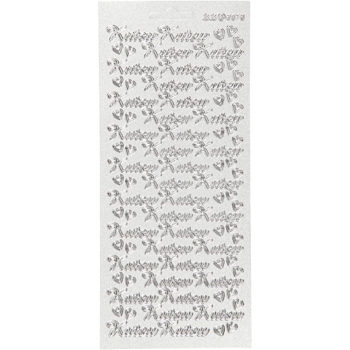 Ääriviivatarra, Kutsu, arkki 10x23 cm, hopea, 1 ark