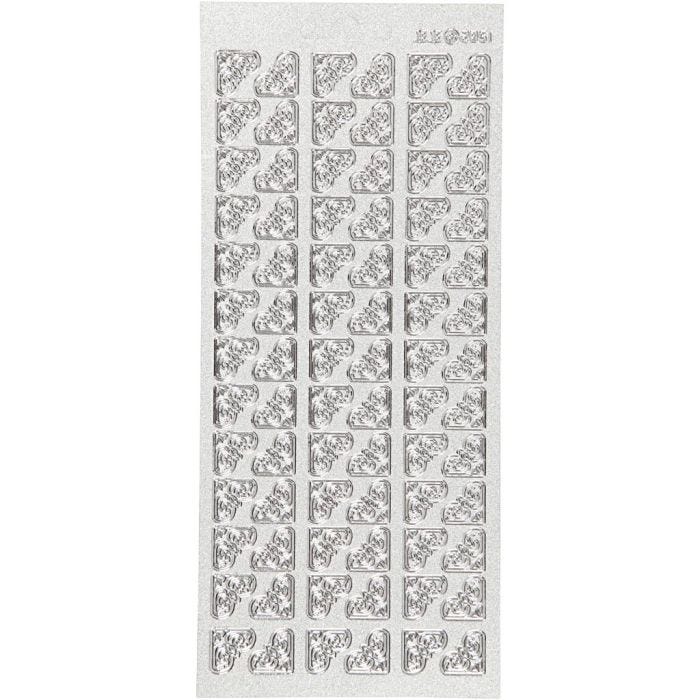 Ääriviivatarra, kulmat, arkki 10x23 cm, hopea, 1 ark