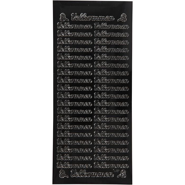 Ääriviivatarra, velkommen, arkki 10x23 cm, musta, 1 ark