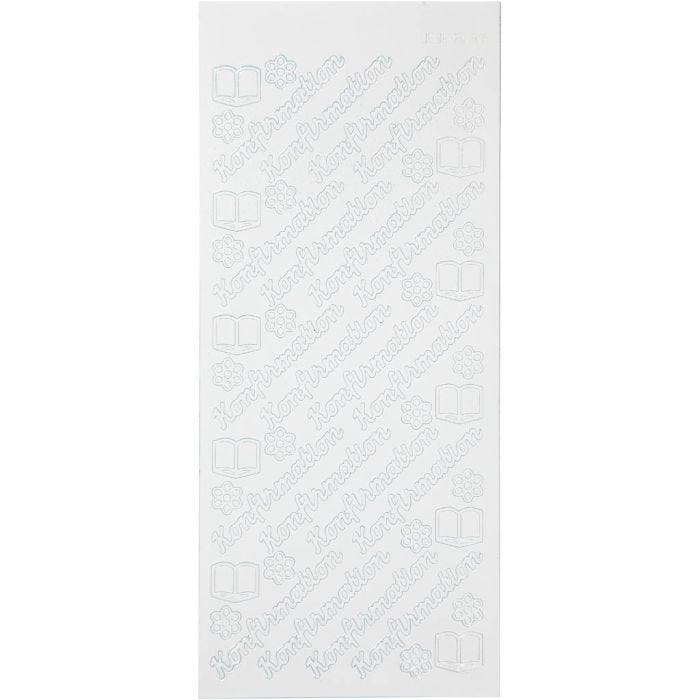 Ääriviivatarra, konfirmation, arkki 10x23 cm, valkoinen, 1 ark