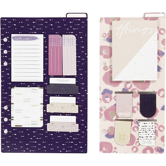 Post- it tarralajitelma ja kirjanmerkit, koko 10,3x22 + 13,8x22 cm, kulta, violetti, rosa, 2 ark/ 1 pkt