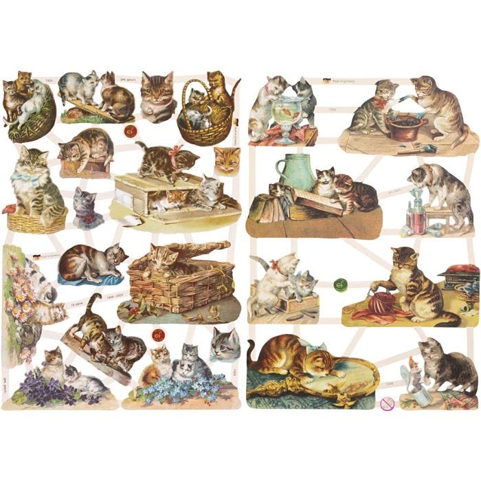 Kiiltokuvat, kissat, arkki 16,5x23,5 cm, 2 ark/ 1 pkt