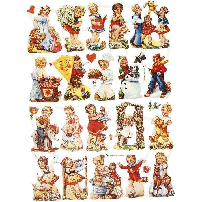 Kiiltokuvat, Nostalgiset lapset, arkki 16,5x23,5 cm, 2 ark/ 1 pkt
