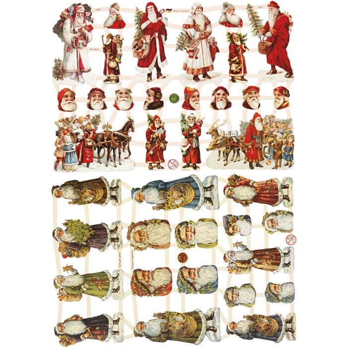Kiiltokuvat, Joulupukit, arkki 16,5x23,5 cm, 2 ark/ 1 pkt