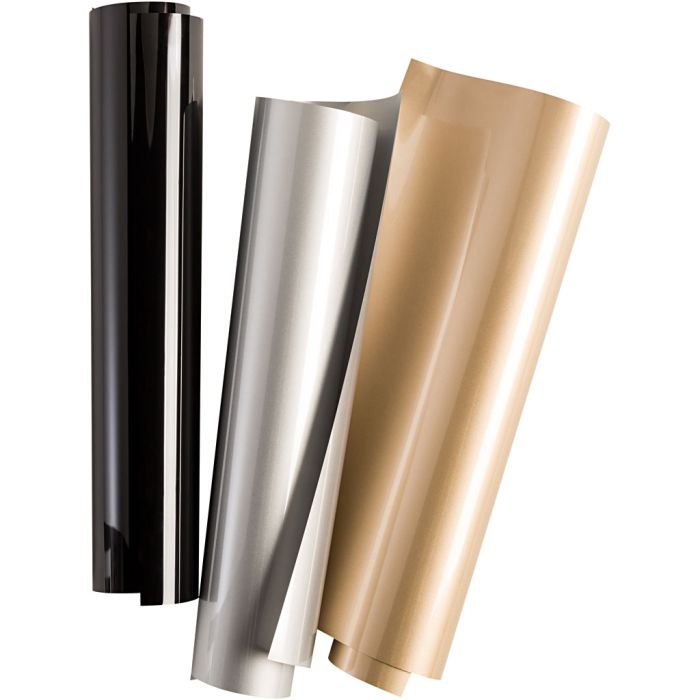 Cricut Everyday Iron-On -lajitelma (klassikosävyt), koko 30x30 cm, 3 ark/ 1 pkt