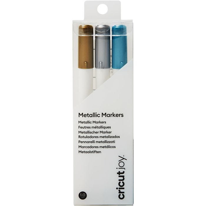 Cricut Joy medium-kärkiset huopakynät, sininen, kulta, hopea, 3 kpl/ 1 pkt