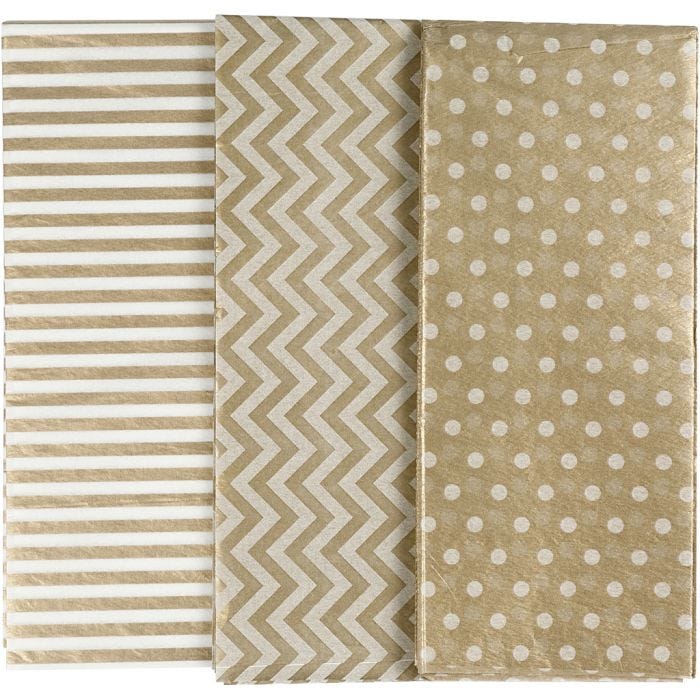 Silkkipaperi, arkki 50x70 cm, 17 g, kulta, 6 ark/ 1 pkt