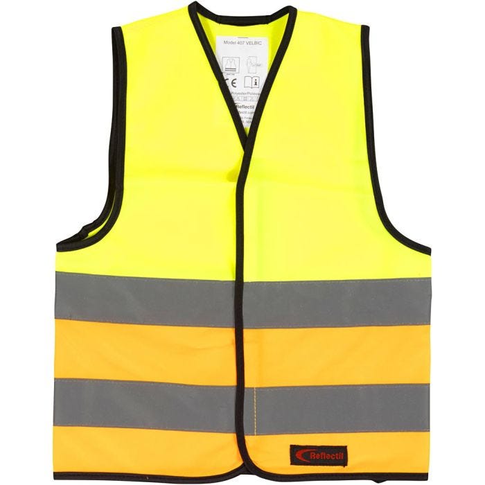 Heijastinliivi, XS, Pit. 47 cm, Lev: 40 cm, koko 4-6 v., oranssi, keltainen, 1 kpl