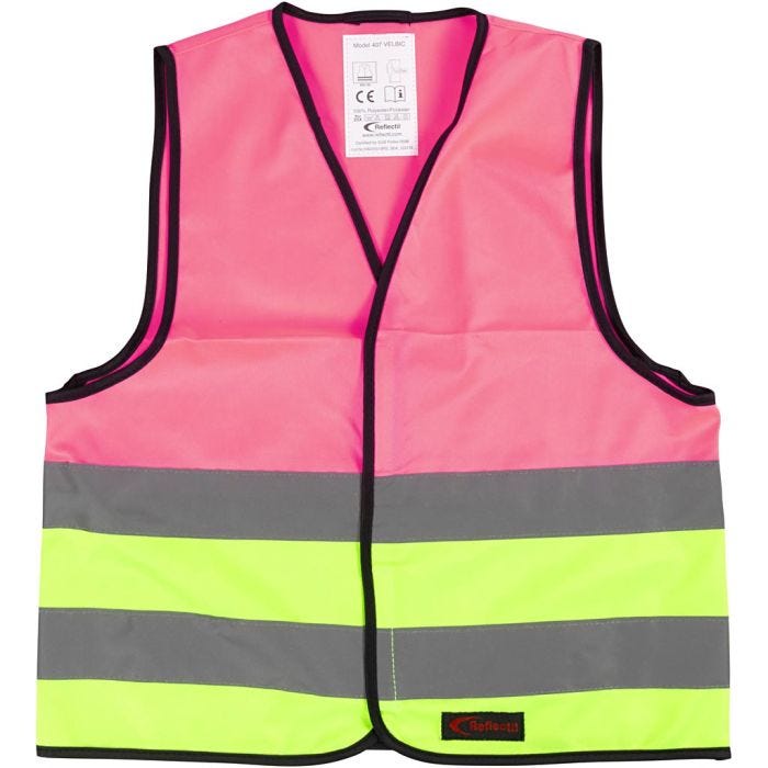 Heijastinliivi, S, Pit. 51 cm, Lev: 46 cm, koko 6-10 v., vihreä, pinkki, 1 kpl