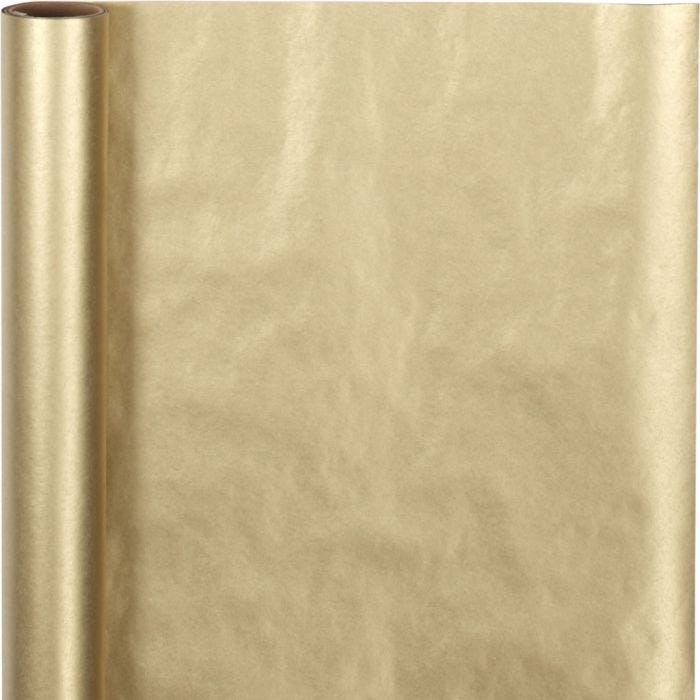 Lahjapaperi, Lev: 50 cm, 60 g, kulta, 5 m/ 1 rll