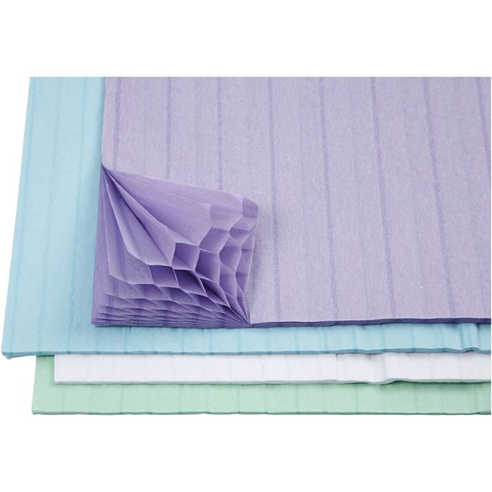 Kennopaperi, arkki 28x17,8 cm, vaaleansininen, vihreä, violetti, valkoinen, 4x2ark/ 1 pkt