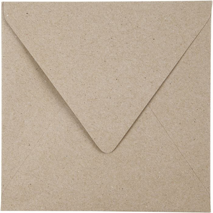 Kierrätetty kirjekuori, kirjekuoren koko 16x16 cm, 120 g, luonnonrusk., 50 kpl/ 1 pkt