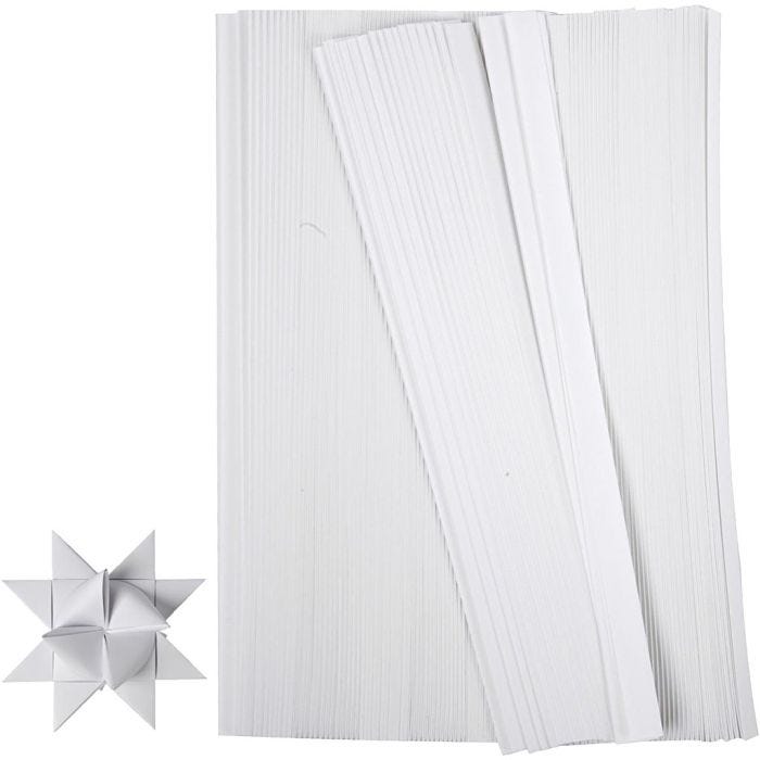 Paperisuikaleet, Pit. 45 cm, halk. 4,5 cm, Lev: 10 mm, valkoinen, 500 suikaleet/ 1 pkt