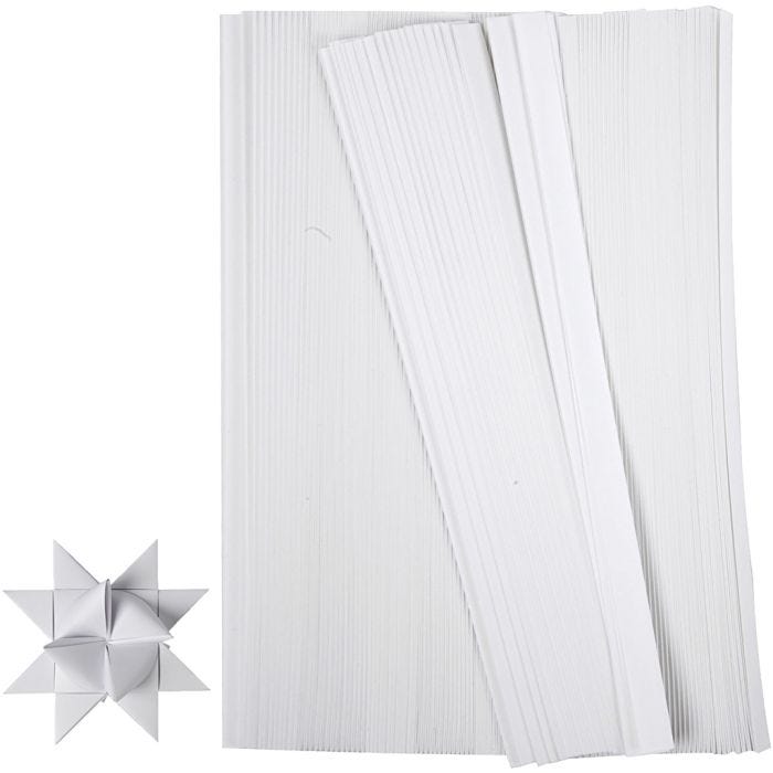 Paperisuikaleet, Pit. 45 cm, Lev: 15 mm, halk. 6,5 cm, valkoinen, 500 suikaleet/ 1 pkt