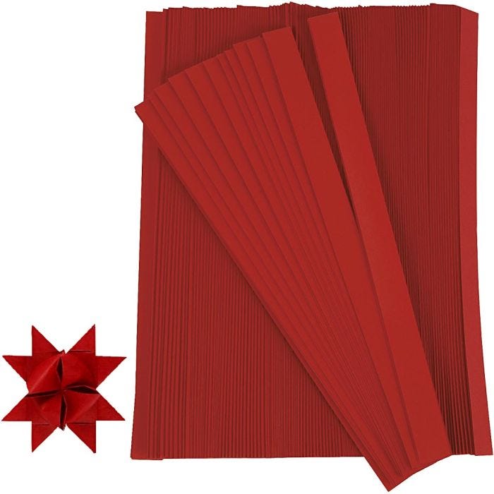 Paperisuikaleet, Pit. 45 cm, halk. 6,5 cm, Lev: 15 mm, punainen, 500suikaleet/ 1 pkt