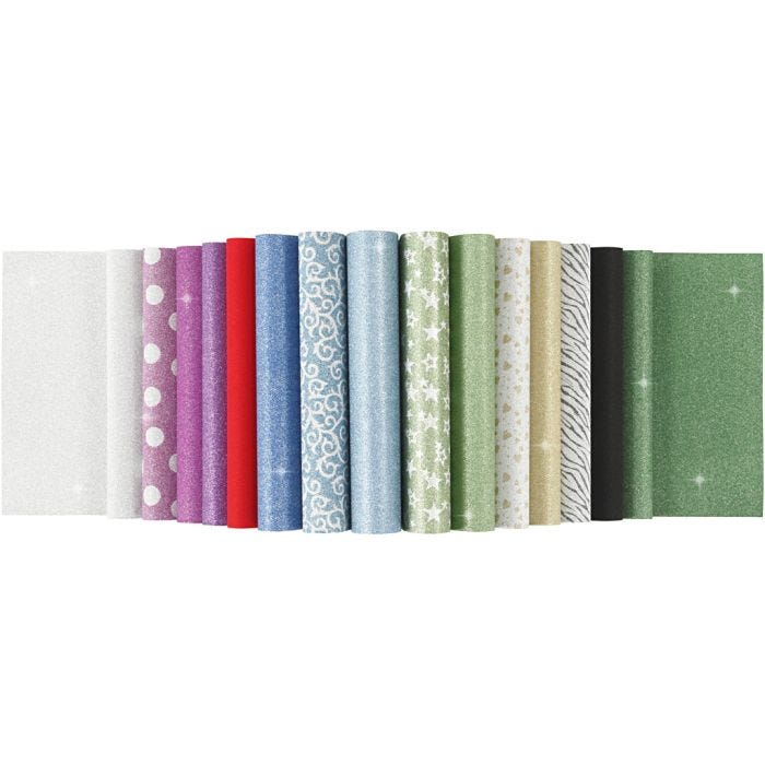 Glitterpaperilehtiö, A4, arkki 210x297 mm, 150 g, 30 ark/ 1 kpl