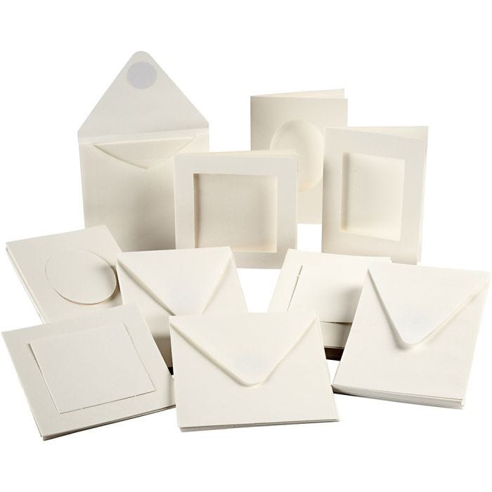 Paspiskorttipohjat, kortin koko 10,5x15 + 12,5x12,5 cm, Lajitelman sisältö voi vaihdella , luonnonvalkonen, 50 set/ 1 pkt