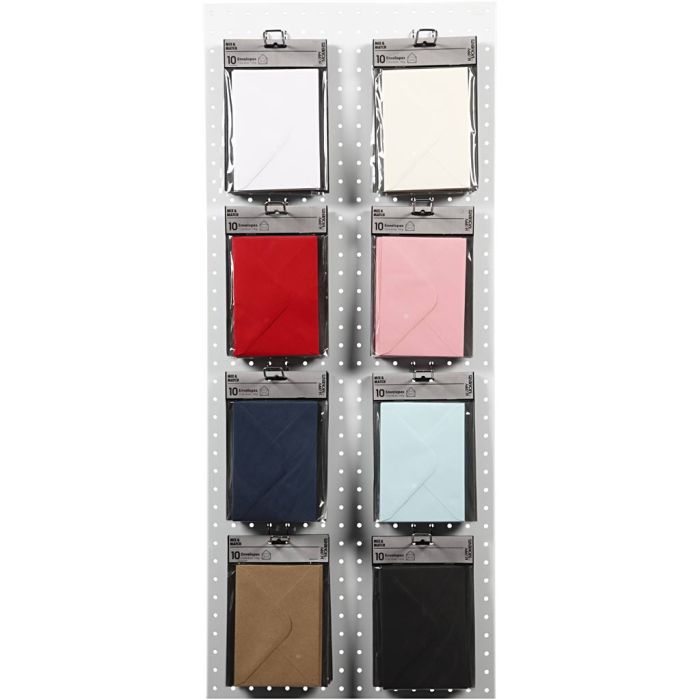 Kirjekuoret, kirjekuoren koko 11,5x16 cm, 110 g, musta, sininen, punainen, valkoinen, 8x10 pkk/ 1 pkt