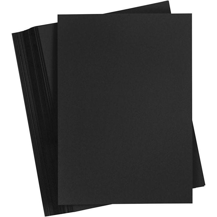 Kartonki, A4, arkki 210x297 mm, 180 g, musta, 100 ark/ 1 pkt