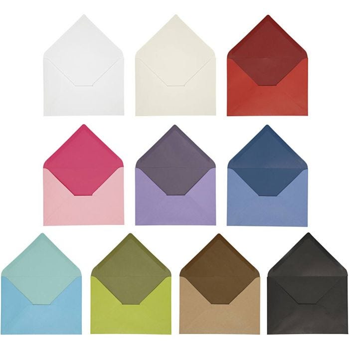 Kirjekuoret, kirjekuoren koko 11,5x16 cm, Lajitelman sisältö voi vaihdella , 100 g, värilajitelma, 30 pkk/ 1 pkt