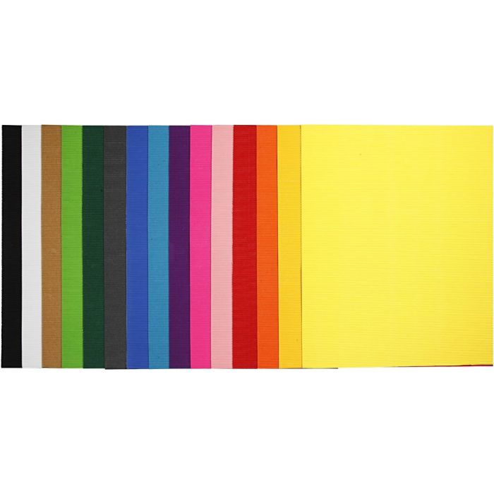 Aaltokartonki, arkki 50x70 cm, 80 g, värilajitelma, 15 ark/ 1 pkt