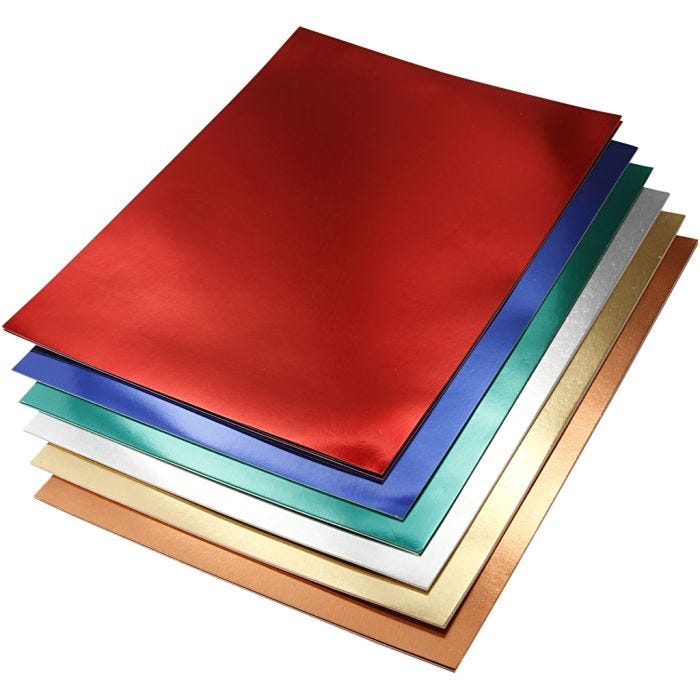 Metallikartonki, A4, arkki 210x297 mm, 280 g, värilajitelma, 30 laj/ 1 pkt