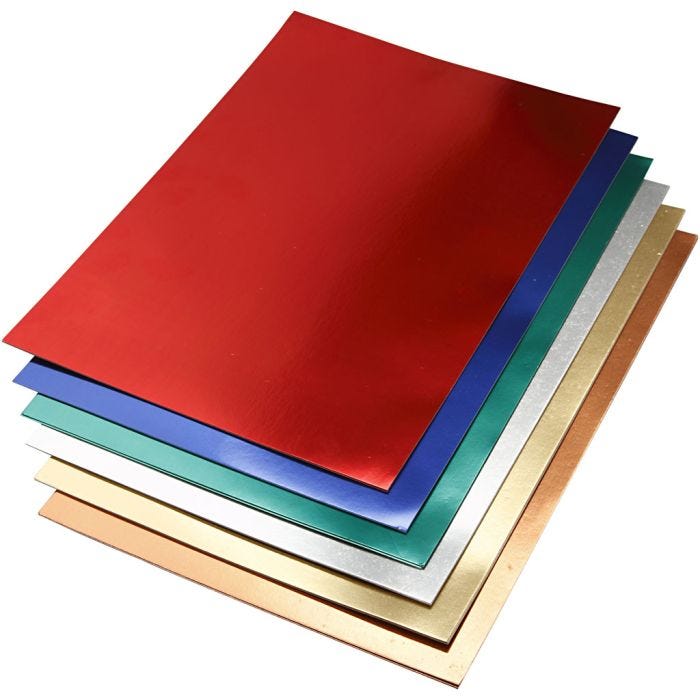 Metallikartonki, A2, arkki 420x594 mm, 280 g, värilajitelma, 30 laj/ 1 pkt