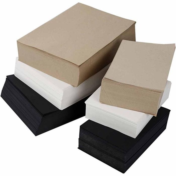 Voimapaperi, A3,A4, 100+135 g, musta, harmaa, jalo, valkoinen, 6000 laj/ 1 pkt