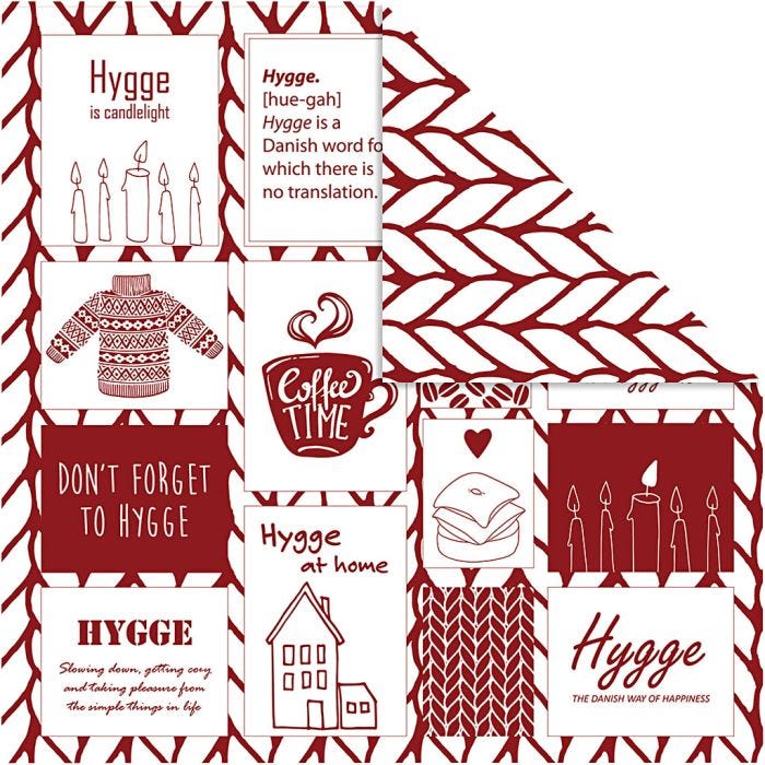 Kuviopaperi, hygge ja neuleet, arkki 30,5x30,5 cm, 180 g, 5 ark/ 1 pkt