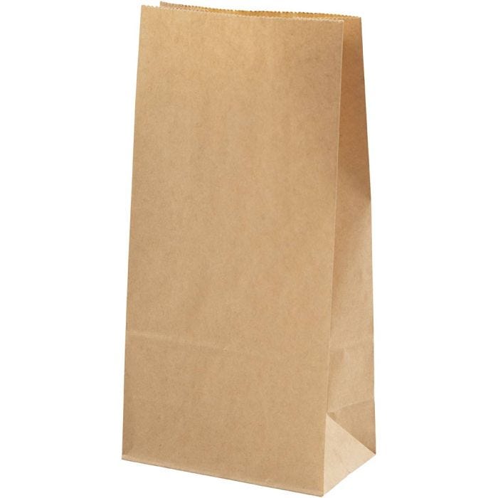 Paperipussi, Kork. 22.5 cm, koko 6,5x11 cm, 50 g, ruskea, 100 kpl/ 1 pkt