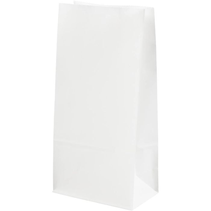 Paperipussi, Kork. 22.5 cm, koko 6,5x11 cm, 50 g, valkoinen, 100 kpl/ 1 pkt