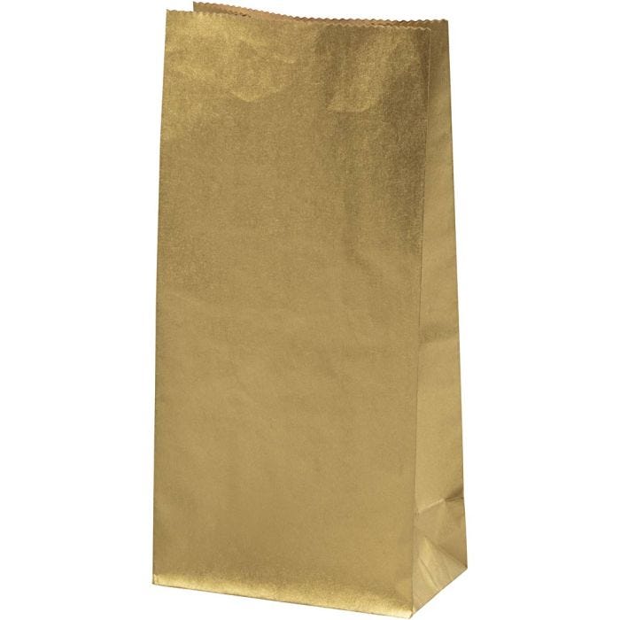 Paperipussi, Kork. 22.5 cm, koko 6,5x11 cm, 50 g, kulta, 100 kpl/ 1 pkt