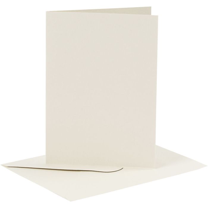 Korttipohja-/kirjekuoripakkaus, kortin koko 10,5x15 cm, kirjekuoren koko 11,5x16,5 cm, 110+230 g, luonnonvalkonen, 6set/ 1 pkt