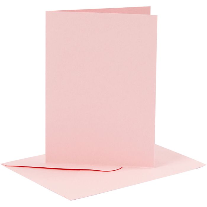 Korttipohja-/kirjekuoripakkaus, kortin koko 10,5x15 cm, kirjekuoren koko 11,5x16,5 cm, 110+220 g, rosa, 6 set/ 1 pkt