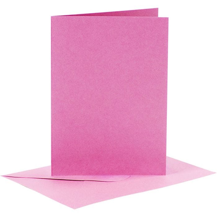 Korttipohja-/kirjekuoripakkaus, kortin koko 10,5x15 cm, kirjekuoren koko 11,5x16,5 cm, 110+220 g, pinkki, 6 set/ 1 pkt
