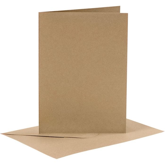 Korttipohja-/kirjekuoripakkaus, kortin koko 10,5x15 cm, kirjekuoren koko 11,5x16,5 cm, 110+230 g, luonnonrusk., 6 set/ 1 pkt